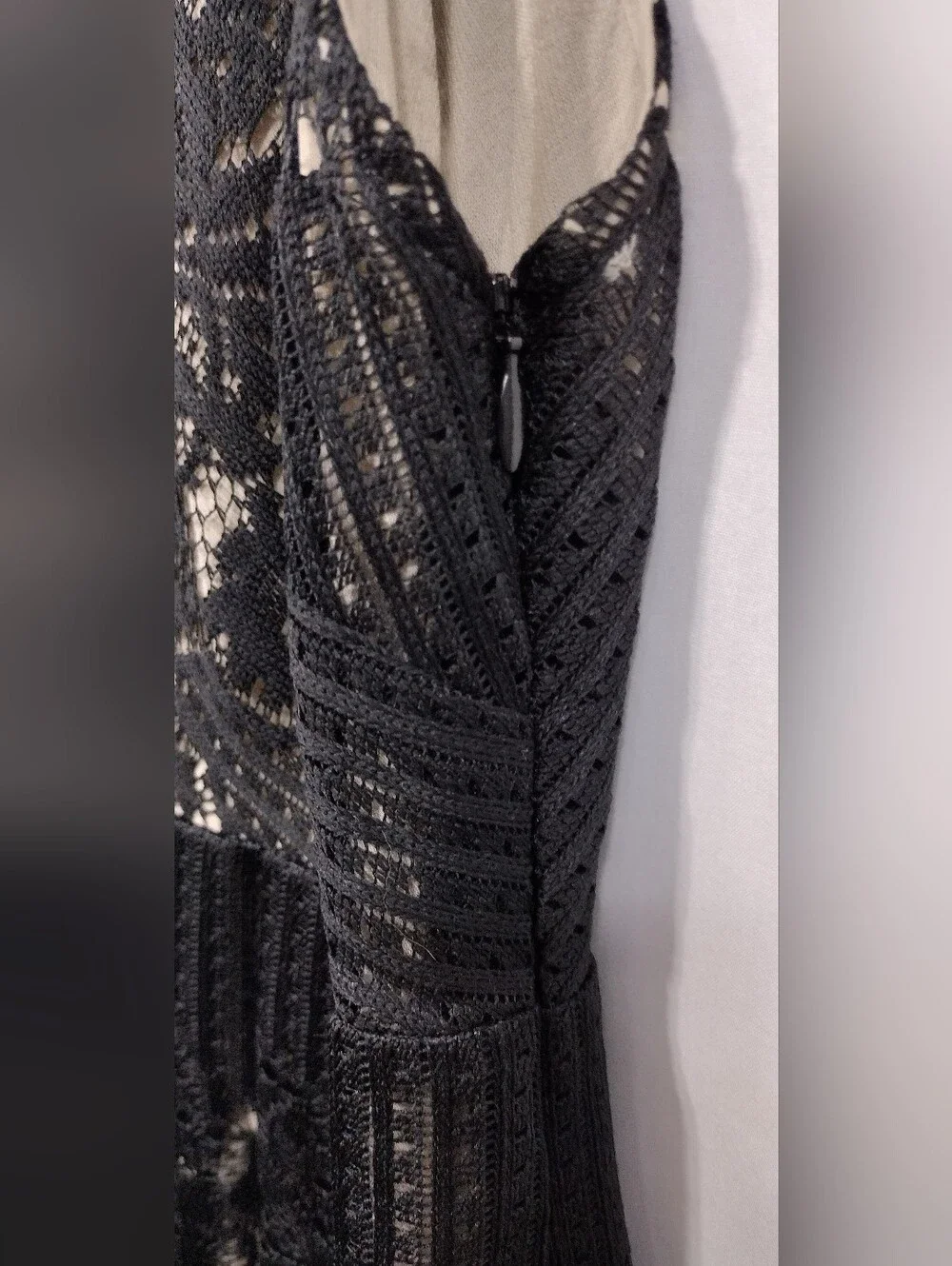 Free People Lace Overlay Sleeveless Keyhole Back Rocco Dress Women's 6 Black